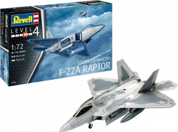 Revell Lockheed Martin F-22A Raptor, Fly, Monteringssett, 1:72, Lockheed Martin F-22A Raptor, Alle kjønn, 116 stykker