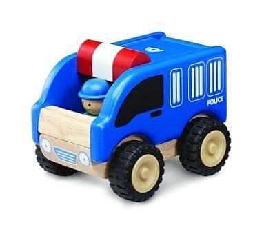 Mini polisbil leksaksbil av trä från Wonderworld toys