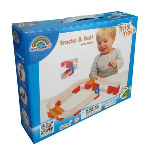 Kulbana av trä för barn Tracks & Ball - Wonderworld toys
