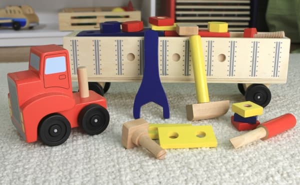 Melissa & Doug Big Rig Building Truck Wooden Play Set, Truck, 3 år, Tre, Flerfarget