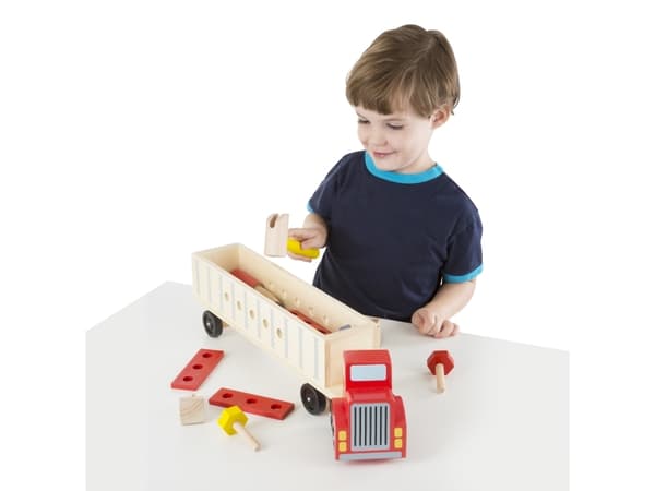Melissa & Doug Big Rig Building Truck Wooden Play Set, Truck, 3 år, Tre, Flerfarget