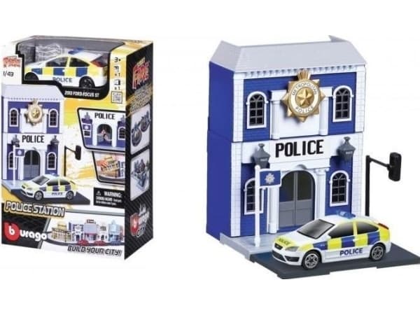 BBURAGO 1:43 Politistasjon med litauisk politibil Bburago City, 18-31502 (425646)