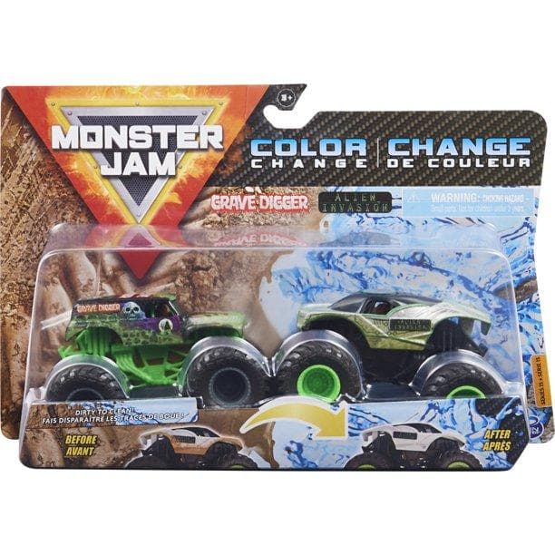 Monster Jam 2pack Color Change Grave Digger & Alien Invasion CDON