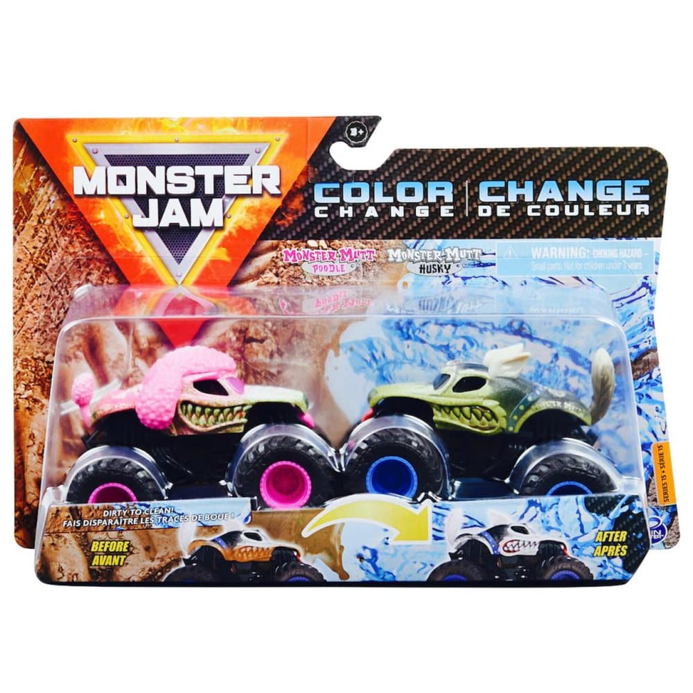 Monster Jam 2pack Color Change Monster Mutt Poodle & Monster Mutt