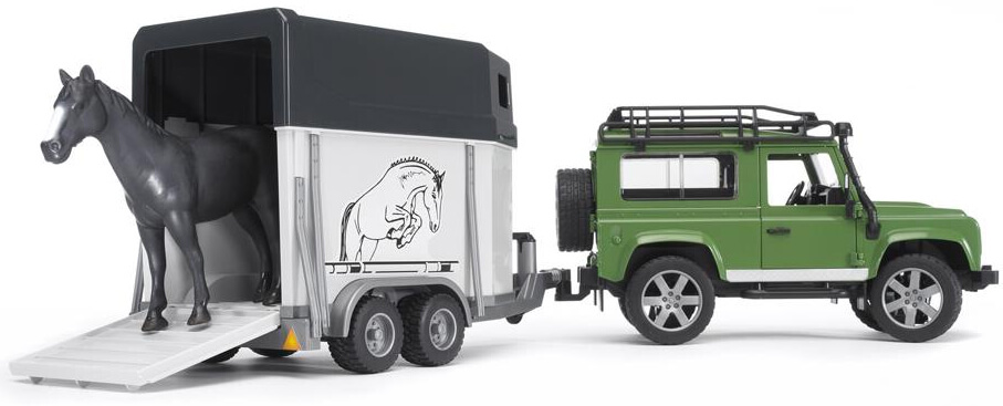 Bruder Jeep Landrover Defender med Hästtransport 02592