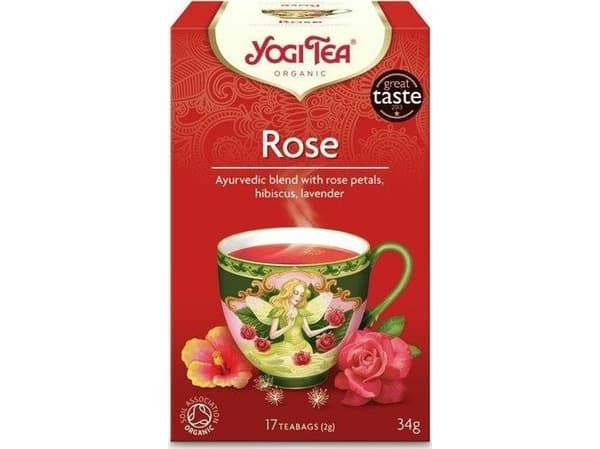 Yogi Tea YOGI TEA_Ruusu ayurvedinen tee, jossa on ruusu hibiskusta ja laventelia 17 annospussia