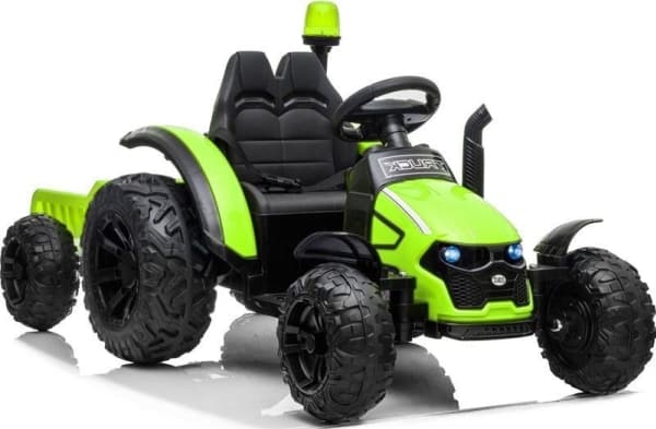 Lean Cars Elbiltraktor for barn HZB-200 med henger, grønn