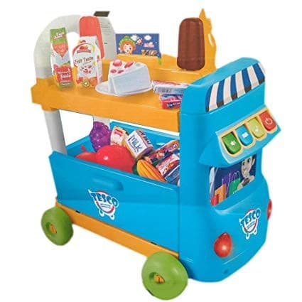 Lekbutik vagn med kassa och produkter 43 delar