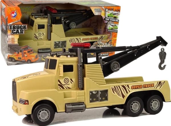 LeanToys Auto Bärgningsbil Vägassistans 1:10 Rep Militär Brun