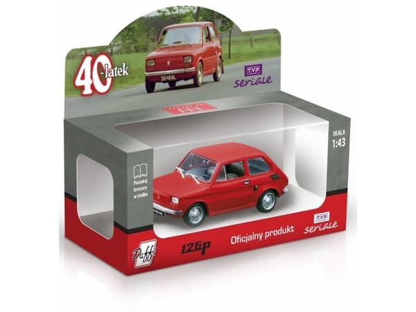 Modell PRL 1:43 Fiat126P 40 år gammel rød B-325 23253