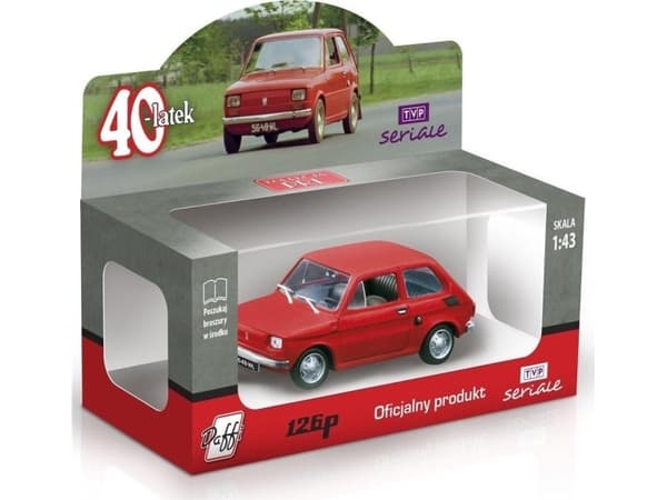 Modell PRL 1:43 Fiat126P 40 år gammel rød B-325 23253