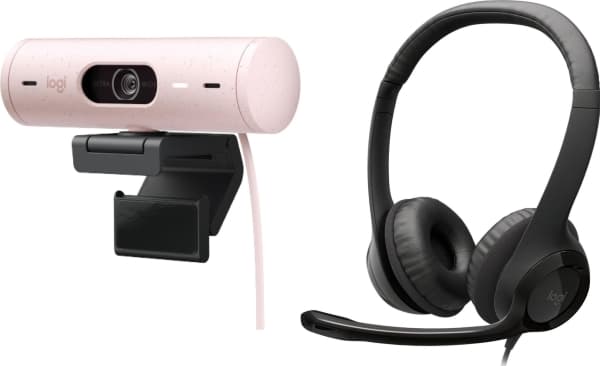 Logitech Brio 500 Rose Webbkamera (960-001421) + H390 (981-000406)