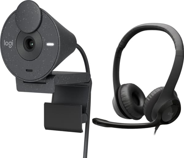 Logitech Brio 300 Graphite Webcam (960-001436) + H390 (981-000406)