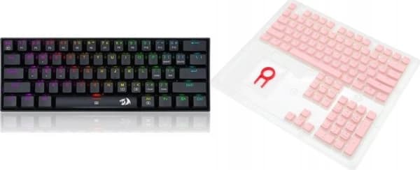 Redragon Redragon K630 DragonBorn Outemu Red näppäimistö (RED-K630RGB) + A130 PBT Doubleshot vaaleanpunaiset näppäimistökorkit (A130 Pink)