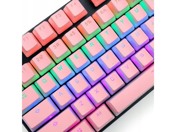 Klawiatura Redragon Redragon K606 Lakshmi röd strömbrytare (K606-OG&GY&BK) + A130 PBT Doubleshot rosa nyckelkapslar (A130 Pink)