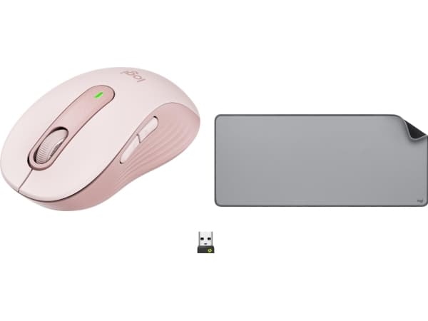 Logitech M650 hiiri vaaleanpunainen (910-006254) + Studio Series - MID GREY (956-000052)