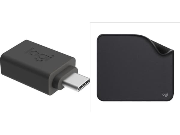 Adapter USB Logitech USB-C - USB Czarny (956-000005) + Studio Series - GRAPHITE (956-000049)