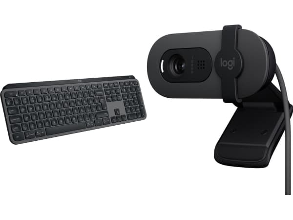 Logitech MX Keys S trådlöst grafittryckstangentbord för USA (920-011587) + Brio 100 (960-001585)