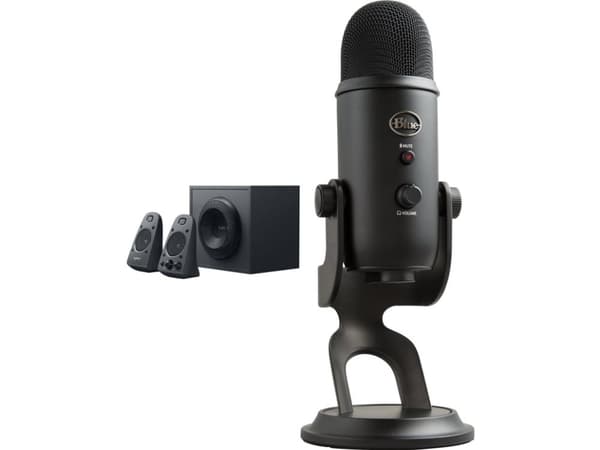 Logitech Z625 datamaskinhøyttalere (980-001256) + Yeti USB Blackout (988-000229)