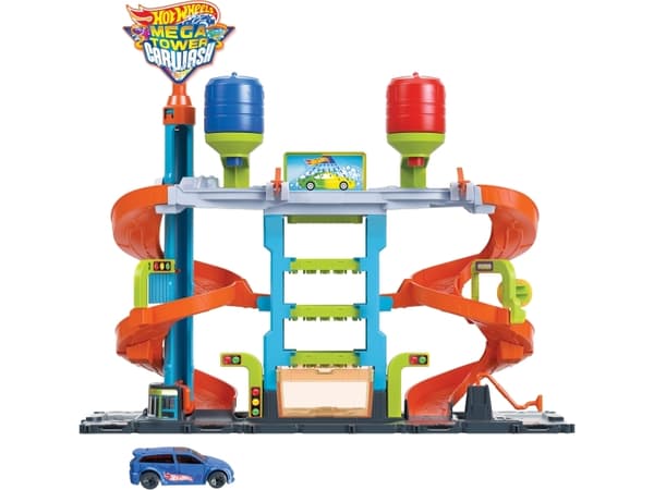 Hot Wheels City Mega Tower Car Wash, Kjøretøy og banesett, 4 år, Plast, Flerfarget