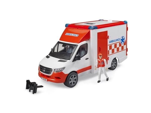 Bruder MB Sprinter ambulance with driver, model vehicle (red/white)