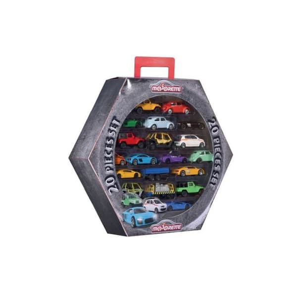 Box med 20 Majorette-fordon - Street Car, SOS, Racing Collections - Flerfärgad - Interiör - MAJO SET 20ST