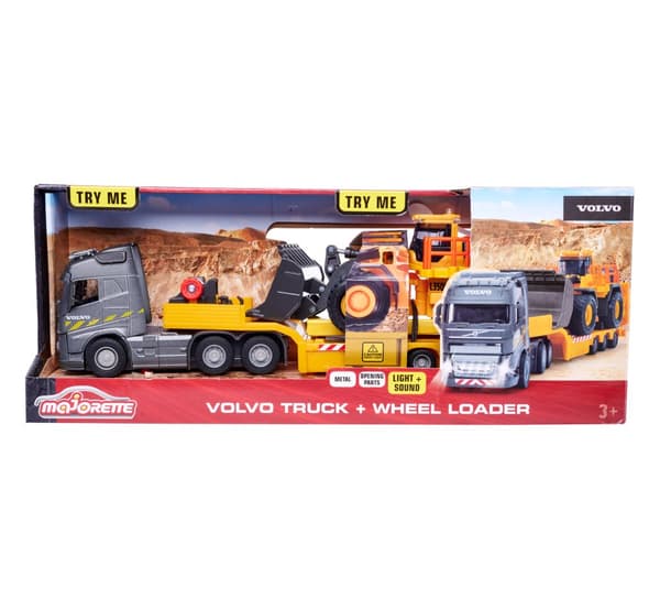 Volvo FH-16 Lastbil med L350H Hjullastare, Majorette Grand Series