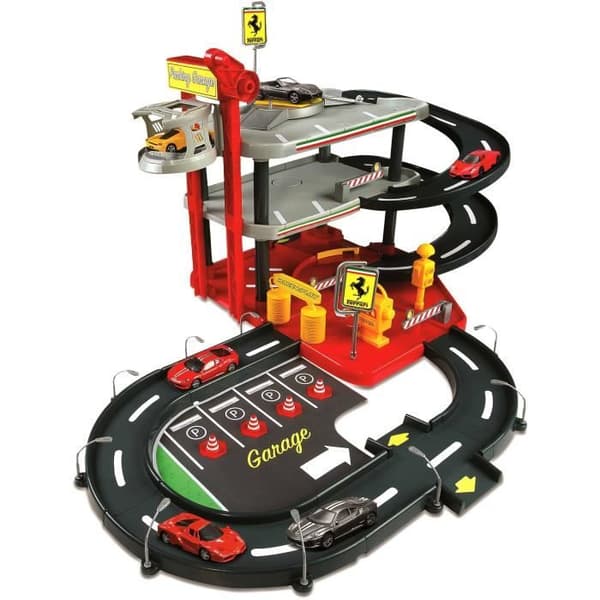 Ferrari Race&Play garage 3 nivåer med 1 bil i skala 1/43 - BURAGO