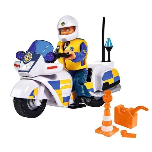 Brandman Sam polismotorcykel med Malcolm figur