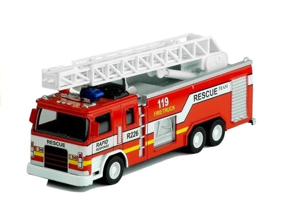 Brandbilsleksaksbil - med stege & sprutpistol - skala 1:32