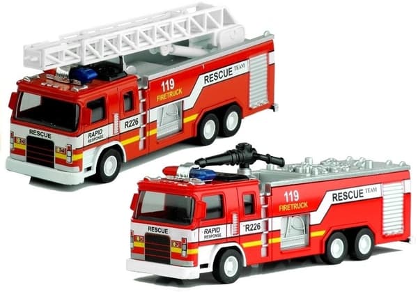 Brandbilsleksaksbil - med stege & sprutpistol - skala 1:32