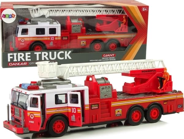 Lean Sport Fire Brigade Friction Drive Lights Sounds Ladder Öppningsbara dörrar