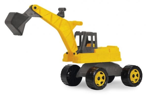 Lena GIGA TRUCKS SM02217, Grävmaskin, 3 År, Plast, Trä, Grå, Gul