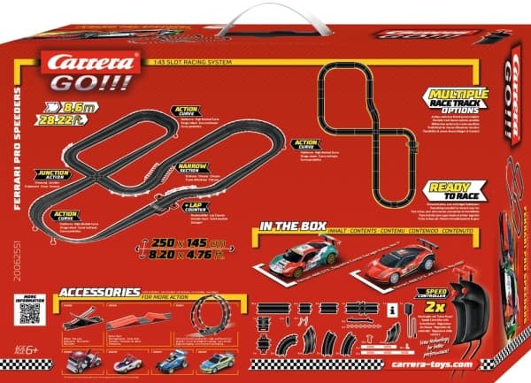 Carrera GO!!! Ferrari Pro Speeders, Racingkjøretøy og banesett, 6 år, Flerfarget