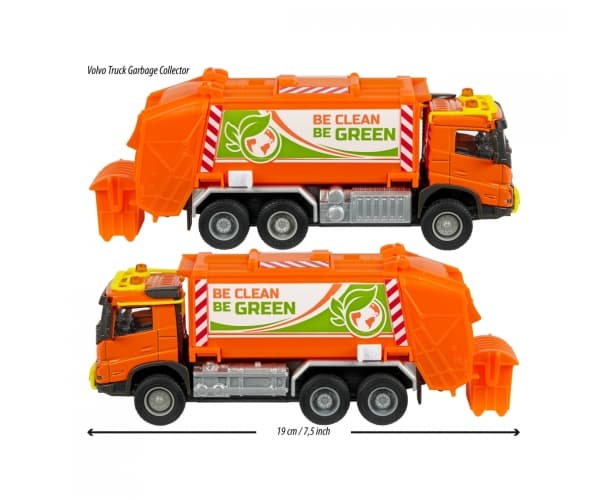 Majorette Volvo Truck Garbge Collector, Sopbil, 3 År, AAA, Metall, Plast, Svart, Orange, Gul