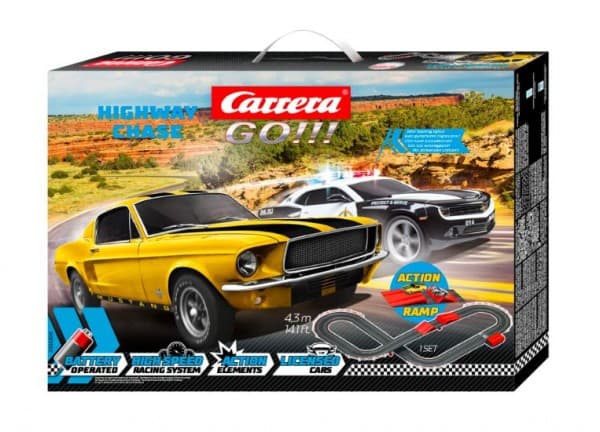 Carrera GO!!! Highway Chase, Kilpa-ajoneuvo ja ratasetti, 5 vuosi/vuosia, Monivärinen
