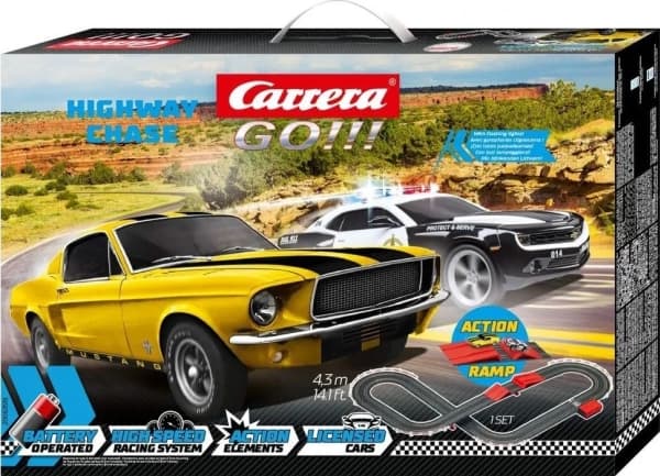 Carrera GO!!! Highway Chase, Kilpa-ajoneuvo ja ratasetti, 5 vuosi/vuosia, Monivärinen