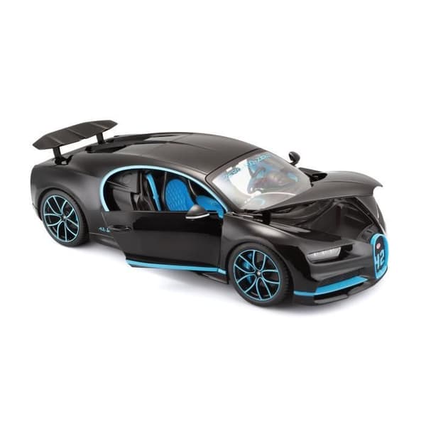Samlarbil - BBURAGO - Svart Bugatti Chiron - Metall - 1/18:e