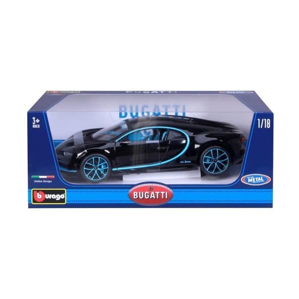 Samlarbil - BBURAGO - Svart Bugatti Chiron - Metall - 1/18:e