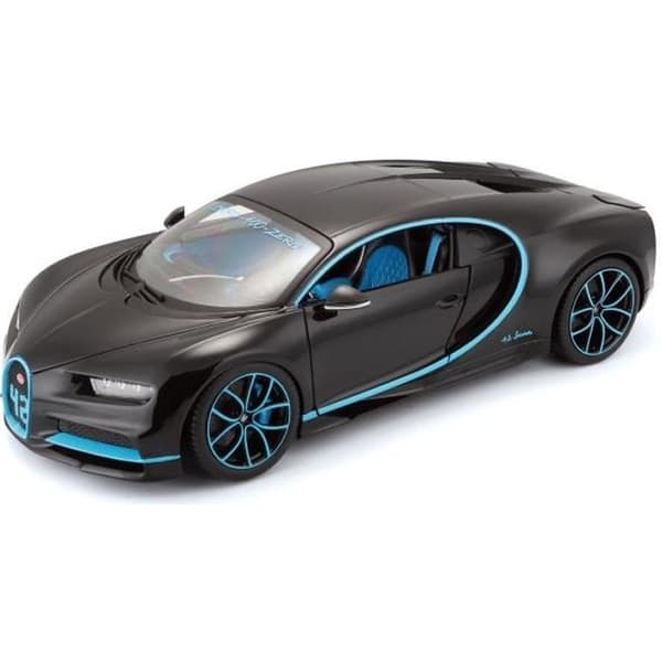 Samlarbil - BBURAGO - Svart Bugatti Chiron - Metall - 1/18:e