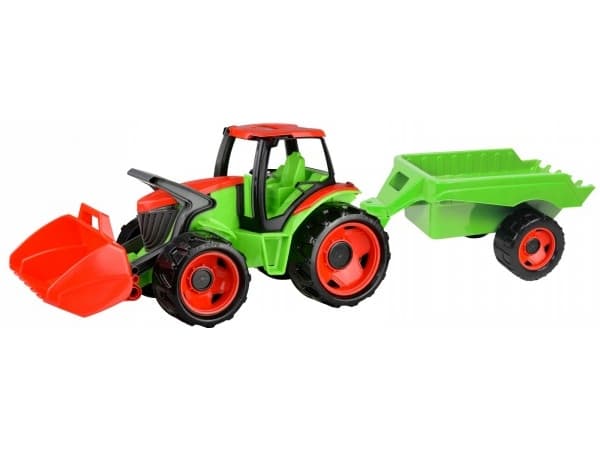 Lena leketraktor med frontlaster og tilhenger