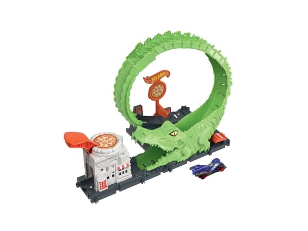 Hot Wheels City Gator Loop Attack, lekesett, Kjøretøy og banesett, 4 år, Plast, Flerfarget