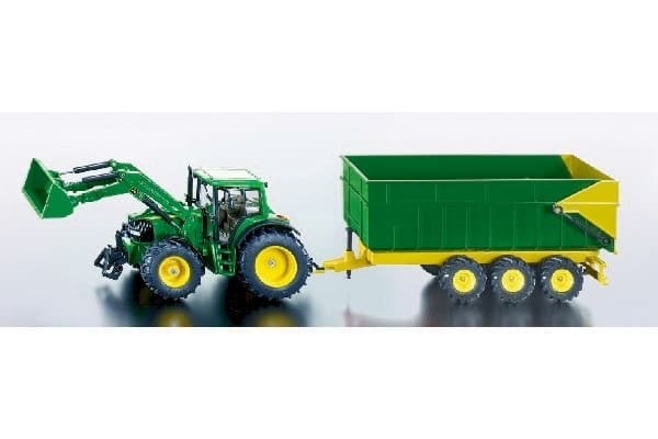 John Deere med Frontlastare och Släp, Grön