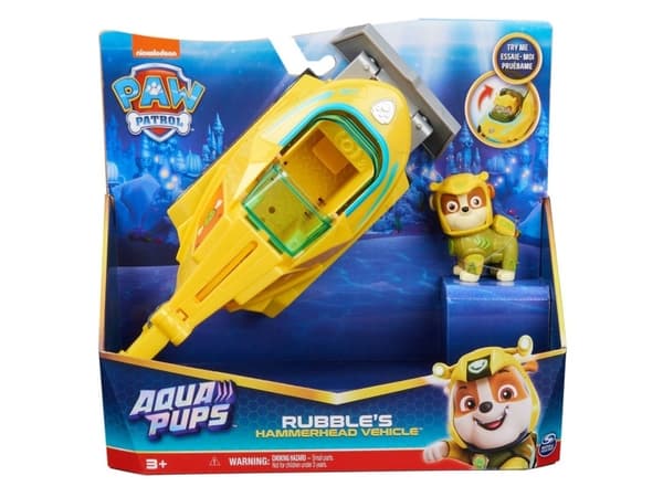 PAW Patrol Aqua Pups Rubble Hammerhead Shark Vehicle, Ajoneuvo, 3 vuosi/vuosia, Harmaa, Keltainen