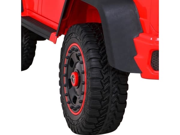 Mercedes G63 AMG batteribil röd + fjärrkontroll + 6 EVA-hjul + långsam start + MP3 LED