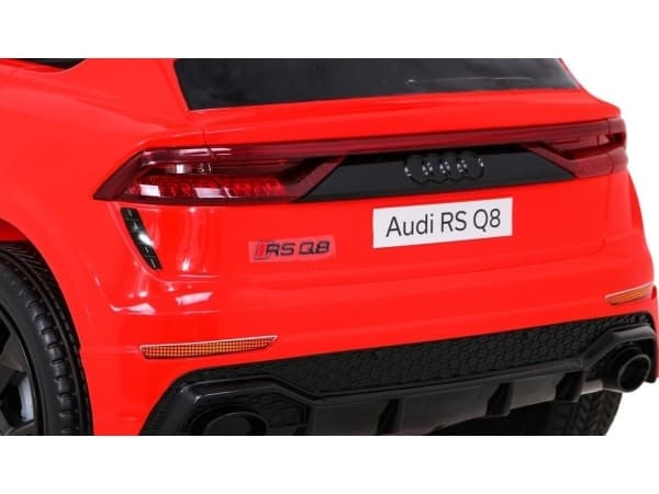 Audi RS Q8 Akkuauto punainen + kaukosäädin + hidas käynnistys + EVA + LED + MP3 USB