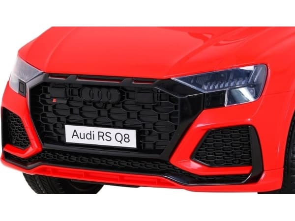 Audi RS Q8 Akkuauto punainen + kaukosäädin + hidas käynnistys + EVA + LED + MP3 USB