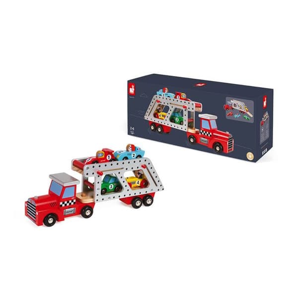 JANOD Story Racing Trä Carrier Lastbil - Från 2 år - Röd