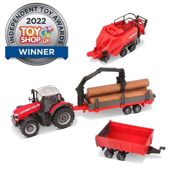 Massey Ferguson 8740s Jordbrukstraktor med 3 Släpvagnstillbehör 10 cm