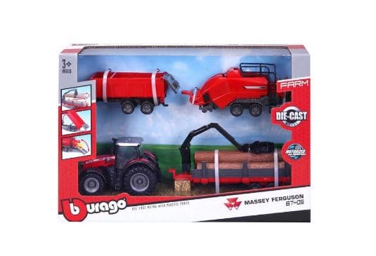 Massey Ferguson 8740s Jordbrukstraktor med 3 Släpvagnstillbehör 10 cm